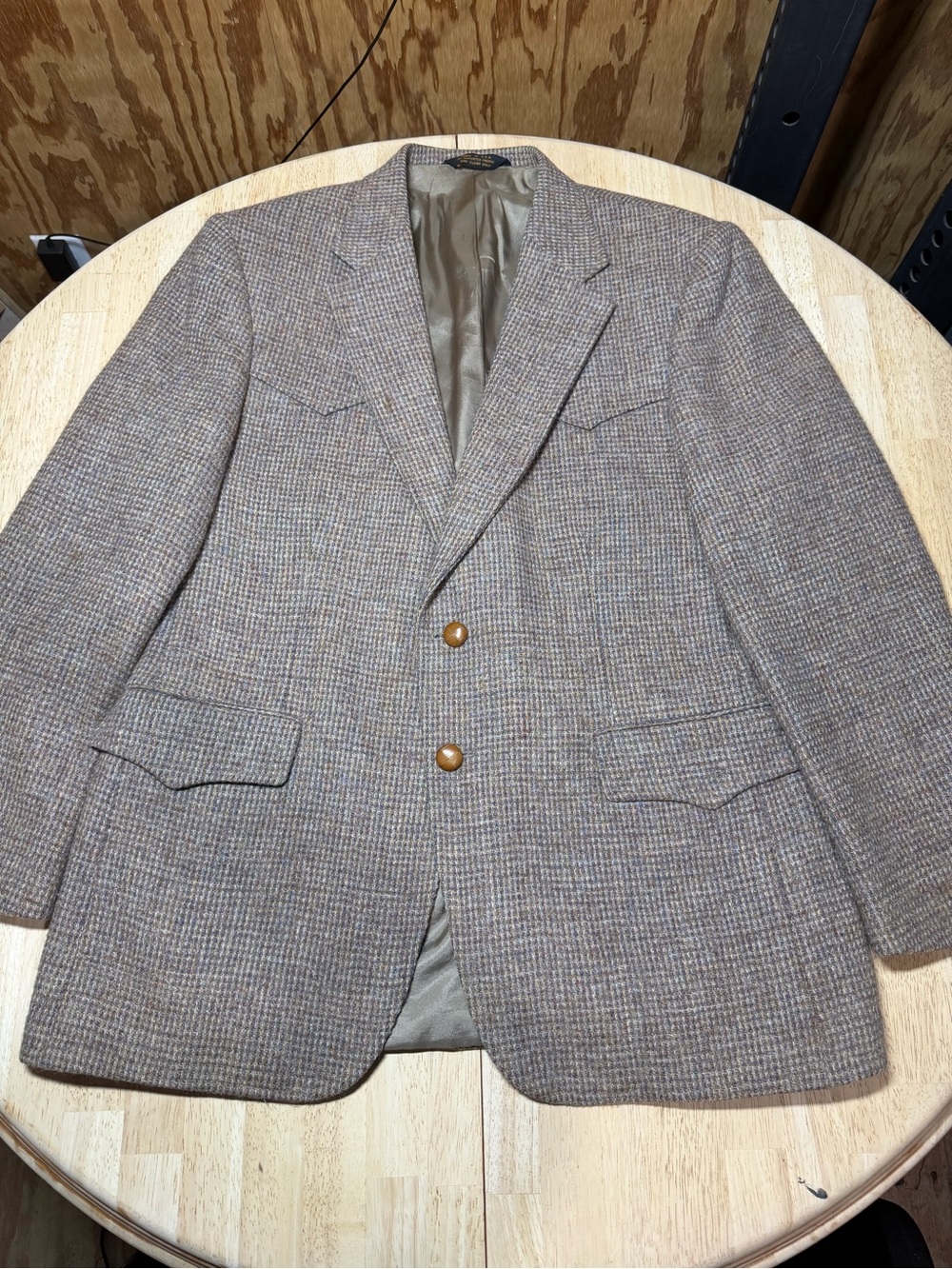 Vintage Harris Tweed Scottish Wool Sport Coat Blazer Western Sheplers Mens 44R